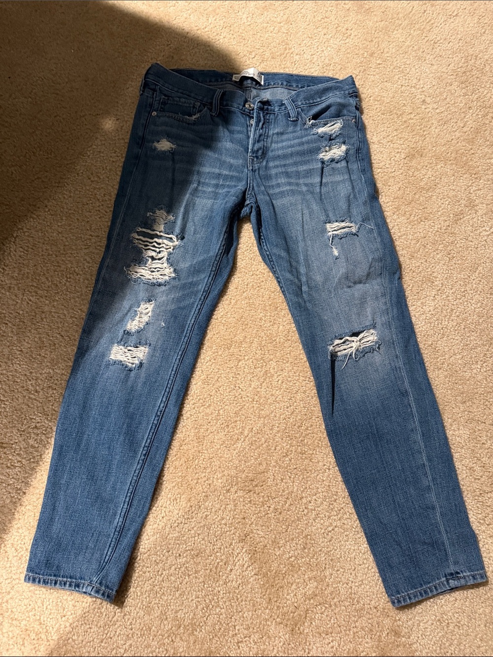 Abercrombie & fitch boyfriend straight Women’s Distressed Blue Jeans